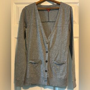 Hi-Line Gray 100% Cotton Button-Front Cardigan Sweater Women’s Size M LN